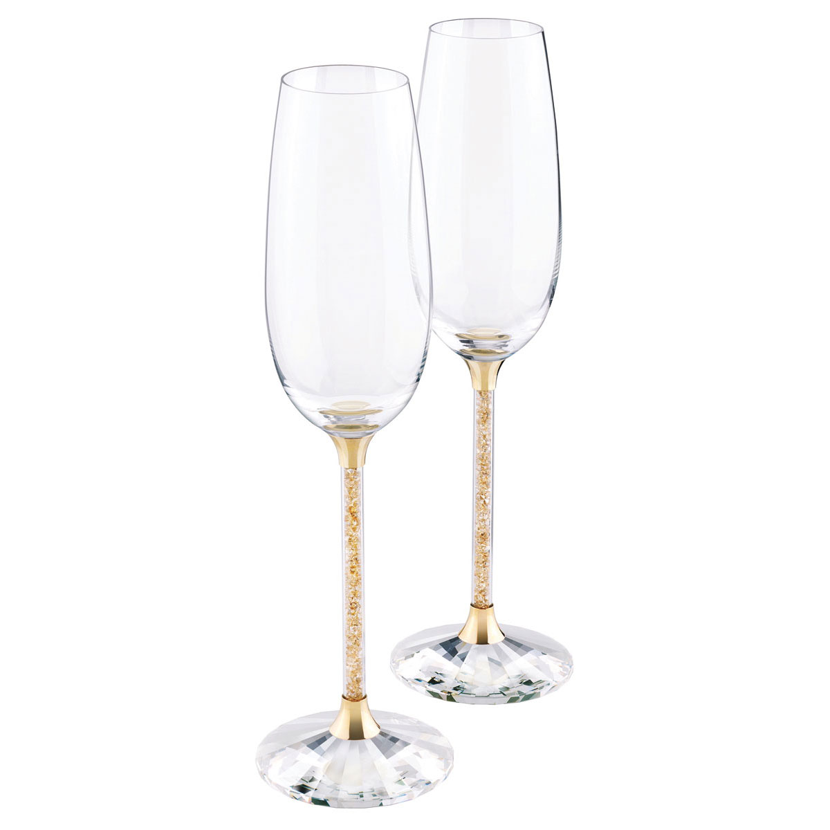 Swarovski Crystalline Toasting Flutes, Gold Tone Pair